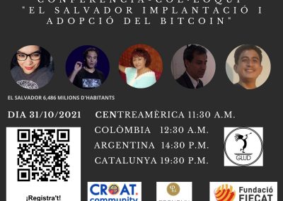31 d’Octubre – Conferència col·loqui “El Salvador implantació i adopció del Bitcoin”