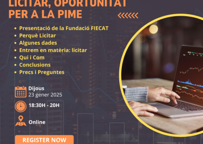 Webinar “Licitar, una oportunitat per a la PIME” Dijous 23 de gener a les 18:30 hores